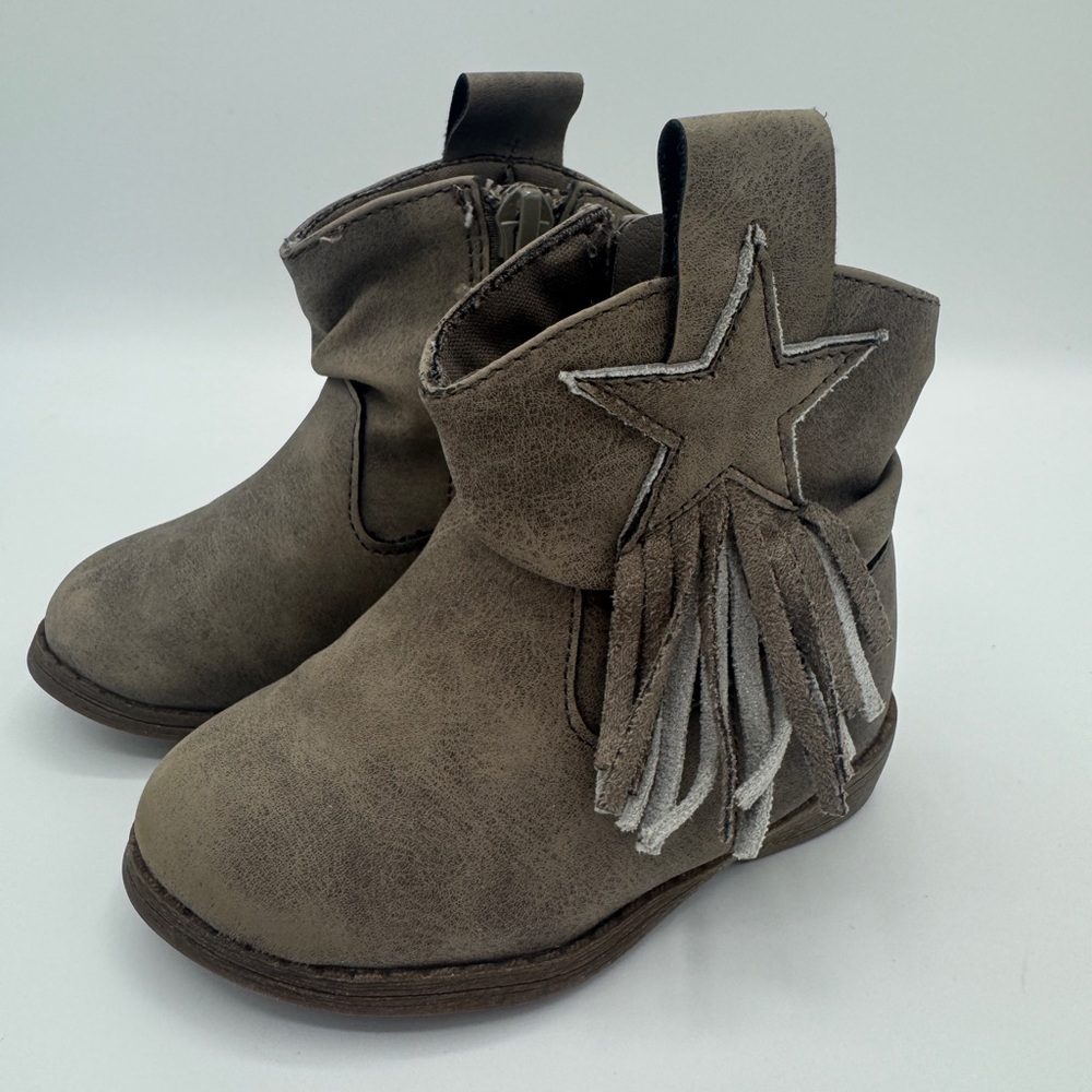 Wonder Nation Toddler Girls' Fashion Taupe Cowboy Boots Size 4